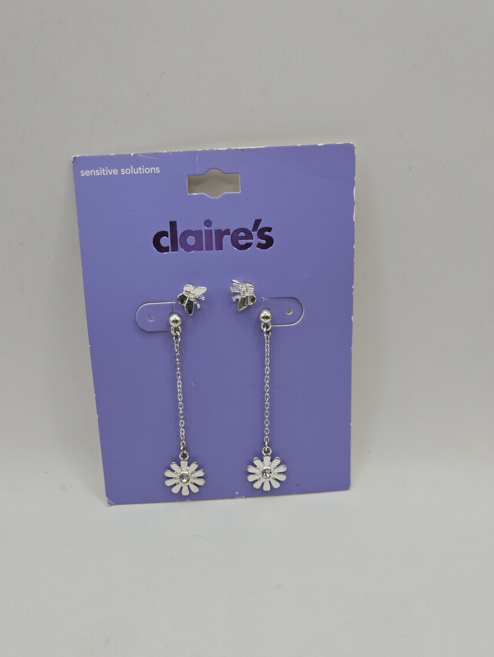 NEW Claire's Silver Daisy Drop Earrings
